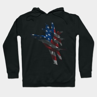 US Military Fighter Attack Jets with American Flag Overlay Hoodie